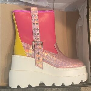 Cape Robbin Pink and Yellow Platform Boots